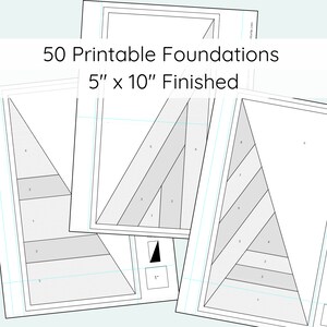 Pu&ograve; includere: Tre modelli di fondazione stampabili per un blocco di trapunta a forma di triangolo. I modelli sono numerati da 1 a 9. La dimensione finita del blocco &egrave; di 5 pollici per 10 pollici.
