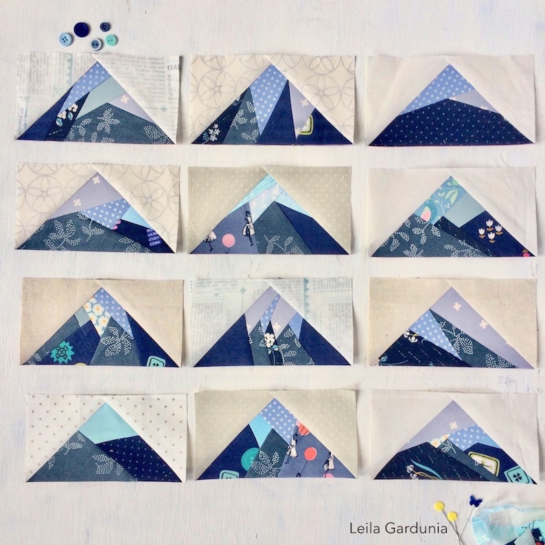 Large Scrappy Mountain Patterns Foundation Paper Pieced Quilt Blocks image 2