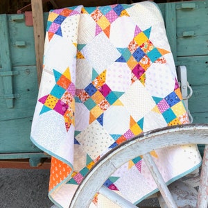 9-Patch Scrappy Star Quilt Pattern - PDF