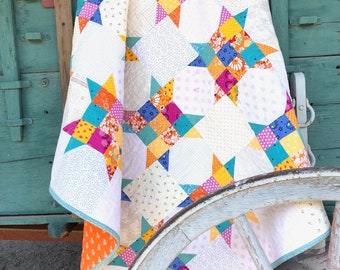 9-Patch Scrappy Star Quilt Pattern - PDF