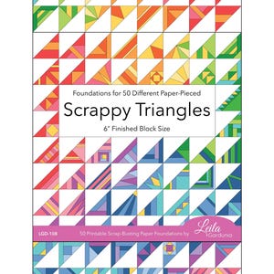 PDF / Triangoli Scrappy da 6" / 50 diverse basi stampabili per il Paper Piecing / Modello per blocco trapuntato a triangolo mezzo quadrato