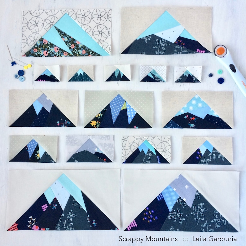 Complete Scrappy Mountain Pattern Bundle Foundation Paper Pieced Quilt Block Patterns image 2