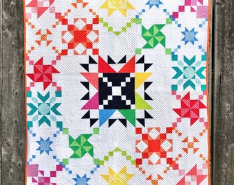 Patch Party Quilt Pattern - Hard Copy - Modern Quilt Sampler - Block of the Month