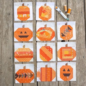 PDF | 6&quot; Scrappy Pumpkins | Foundation paper-pieced quilt block patterns