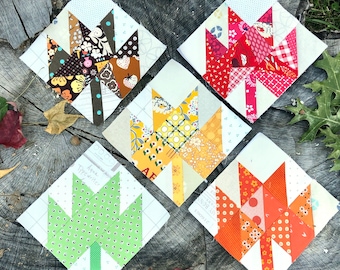 Scrappy Leaves - PDF - Foundation Paper Pieced Quilt Block Pattern