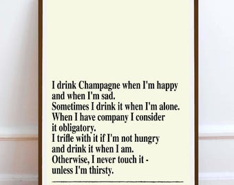 Lelie Bollinger-champagne | Citaat print muurkunst decor (directe digitale download) literair cadeau