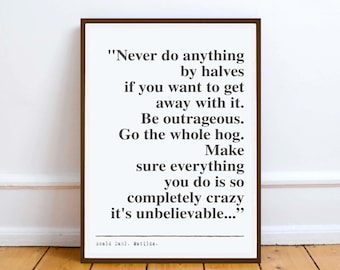 Matilda Roald Dahl Quote print muurkunst decor (directe digitale download) literair cadeau