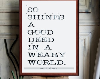 Willy Wonka   Quote print wall Art decor (Instant Digital Download) literary  gift