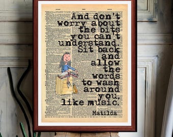 Matilda Roald Dahl   Quote print wall Art decor (Instant Digital Download) literary  gift