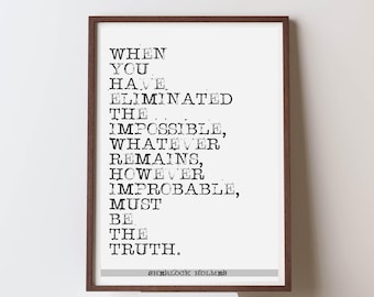 Sherlock Holmes  Quote print wall Art decor (Instant Digital Download) literary  gift