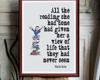 Matilda Roald Dahl  Quote print wall Art decor (Instant Digital Download) literary  gift
