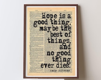 Shawshank Redemption Quote print wall Art decor (Instant Digital Download) literary  gift