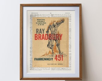 Ray Bradbury Fahrenheit 451 Book Cover Print | Literary Wall Art (Digital Download)