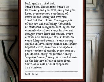 Carl Sagan Pale Blue Dot Quote print wall Art decor (Instant Digital Download) literary  gift