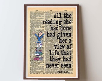 Matilda Roald Dahl  Quote print wall Art decor (Instant Digital Download) literary  gift