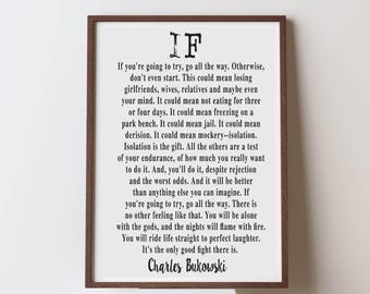 Charles Bukowski  Quote print wall Art decor (Instant Digital Download) literary  gift