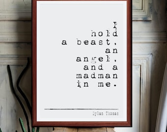 Dylan Thomas | Citaat print muurkunst decor (directe digitale download) literair cadeau