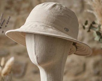 Faltbarer Damen Sommerhut aus Leinen | UV-Schutz Sonnenhut Urlaub, Wanderhut, Hiking Hat, Reise & Strand, bucket hat PS-39
