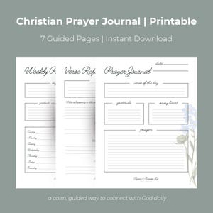 Christian Prayer Journal Printable | Verse Mapping, Weekly Reset, Gratitude Journal Pages, Digital Download Planner