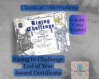 Eindejaarsprijs klassieke gesprekken, prijscertificaat Rising to Challenge, bewerkbare sjabloon