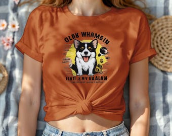Funny Corgi T-Shirt, Komik Hayvanlar Graphic Tee, Simple Lines Pet Art