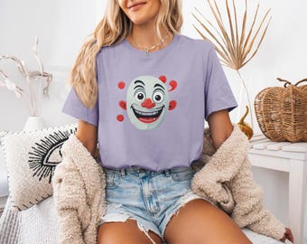 Laugh Be Happy No Regrets Clown Face T-Shirt, Bold Graphic Tee