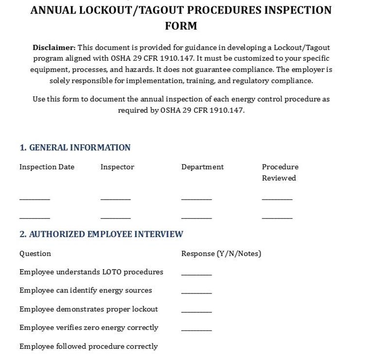 LOTO Program Builder Kit | OSHA 1910.147 Compliance, Energy Control ...
