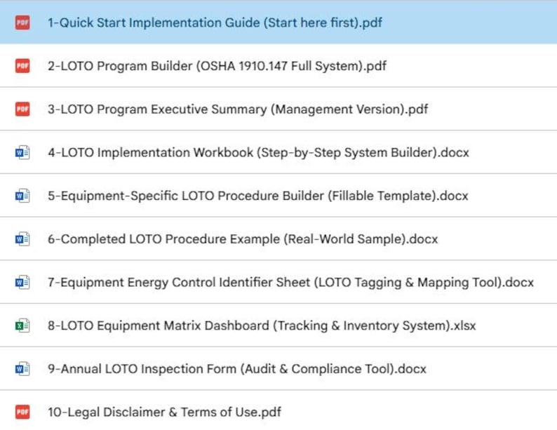 LOTO Program Builder Kit | OSHA 1910.147 Compliance, Energy Control ...