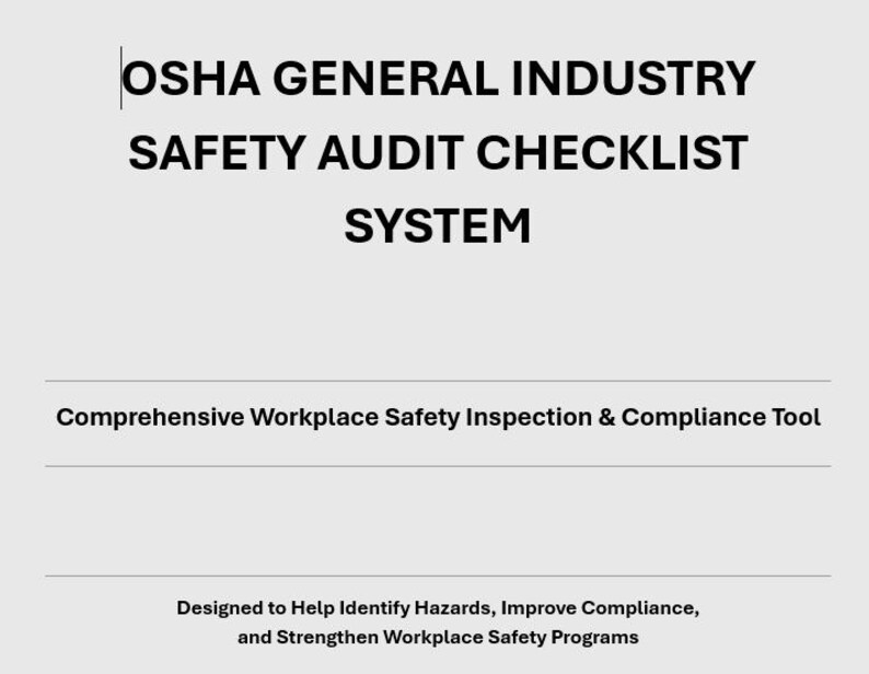 OSHA Safety Audit Checklist (digital Download) - Etsy