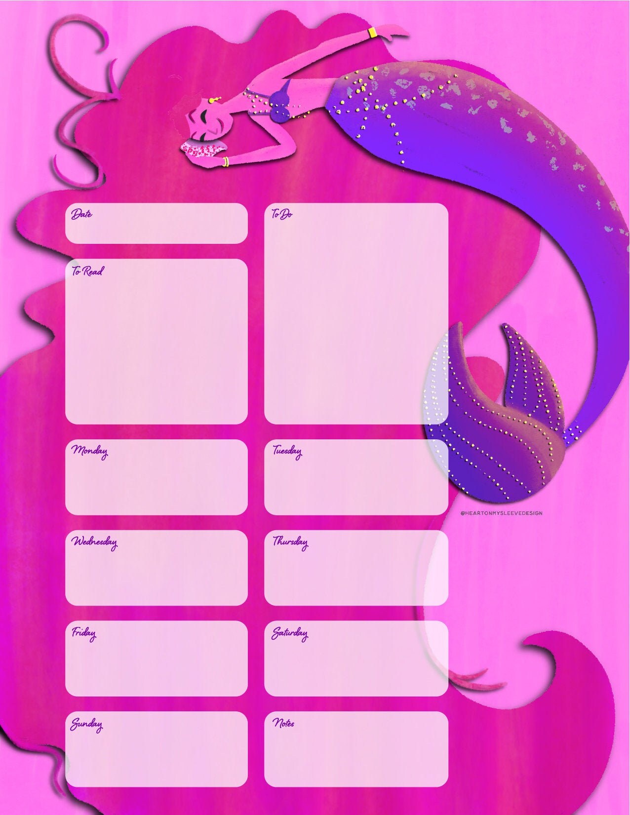 Mermaid Weekly Printable Planner PDF Digital Download tbr to | Etsy