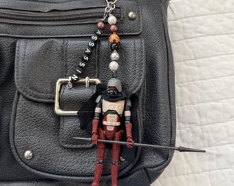 Chaveiro inspirado no Droide Assassino de Star Wars | Pingente para Bolsa de Star Wars | Chaveiro com Contas de Personagem | Presente para Ela | Presente para Ele