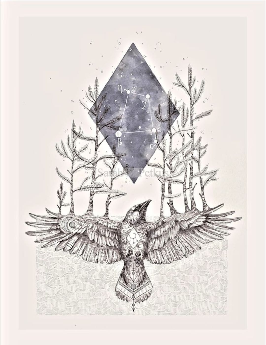 Corvus - 8x10 Geometric Raven Art Print - Etsy