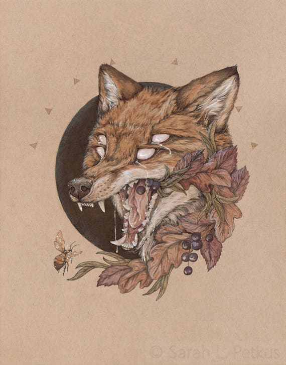 Purple Fox Fantasy Art Hexen-Geburtstagskarte – 145 X 145 Mm, Glattes Design Für Mystische Grüße