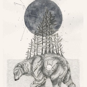 Constellation art print - Ursa Major, the great bear, 8x10 -