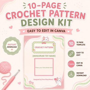 Editable Crochet Pattern Template, Canva Crochet PDF Design, Amigurumi Pattern Template