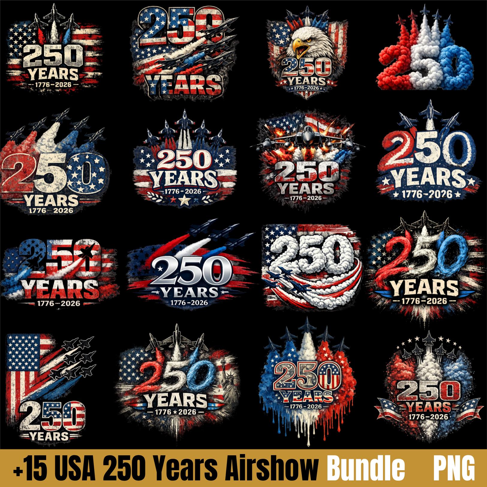 Uez Png USA 250 Years Airshow PNG Bundle, 1776-2026 Patriotic Jets Png, 4th of ...