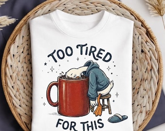 Te moe voor deze: Funny Goose Coffee Snarky Morning Goose Coffee Chaos, png Trendy Retro Cafeïne Goose (digitale download)