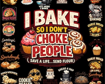 Baking My Feelings Again png, grappig bakcitaat png, retro bakker sublimatieontwerp, bakshirt png