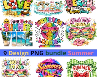 Summer PNG Bundle | Beach Clipart Bundle | Tropical Sublimation Designs | Vacation PNG Files | Commercial Use | Instant Download