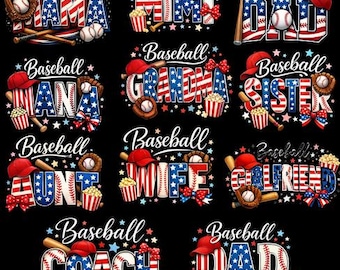 Baseball Mom Family PNG Bundle | Baseball SVG PNG | Matching Family Shirt Designs | Sublimation Clipart | Commercial Use