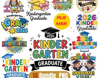 Kleuterschool Graduate 2026 PNG-bundel, afstuderen shirtontwerpen, Kids School Grad PNG, sublimatiebestanden, digitale download