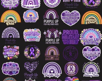 Military Child Bundle Purple Up Month of the Military Child PNG: military child pride kids png patriottische clipart (digitale download)