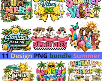 Summer Clipart Bundle PNG | Tropical Beach Graphics | Sunshine Sublimation Designs | Cute Vacation PNG | Instant Download