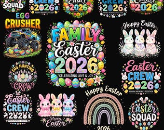 Family Easter 2026 PNG: Easter Family Matching Holiday Celebration Bunny Eggs Spring Festive Design (Digital Download)