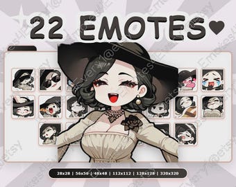 Alcina Dimitrescu Emotes Pack | 22 Chibi Emotes for Twitch, Discord, Youtube, Kick | Resident Evil