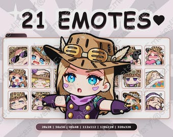 Gyro Zeppeli Emotes Pack | 21 Chibi Emotes for Twitch, Discord, Youtube, Kick