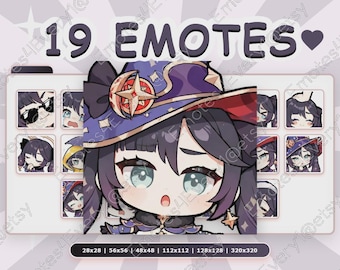 Mona Emotes Pack | 19 Chibi Emotes for Twitch, Discord, Youtube, Kick | Genshin Impact, Enigmatic Astrologer Mona