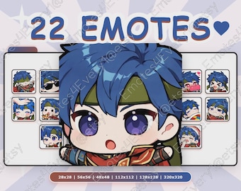 Ike Emotes Pack | 22 Chibi Emotes for Twitch, Discord, Youtube, Kick | Fire Emblem, Super Smash Bros, Two-Handed Swordman, Heroes