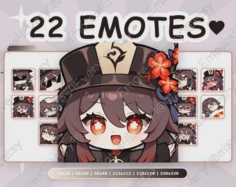Hu Tao Emotes Pack | 22 Chibi Emotes for Twitch, Discord, Youtube, Kick