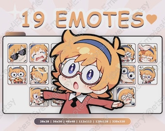 Lotte Jansson Emotes Pack | 19 Chibi Emotes for Twitch, Discord, Youtube, Kick | Little Witch Academia